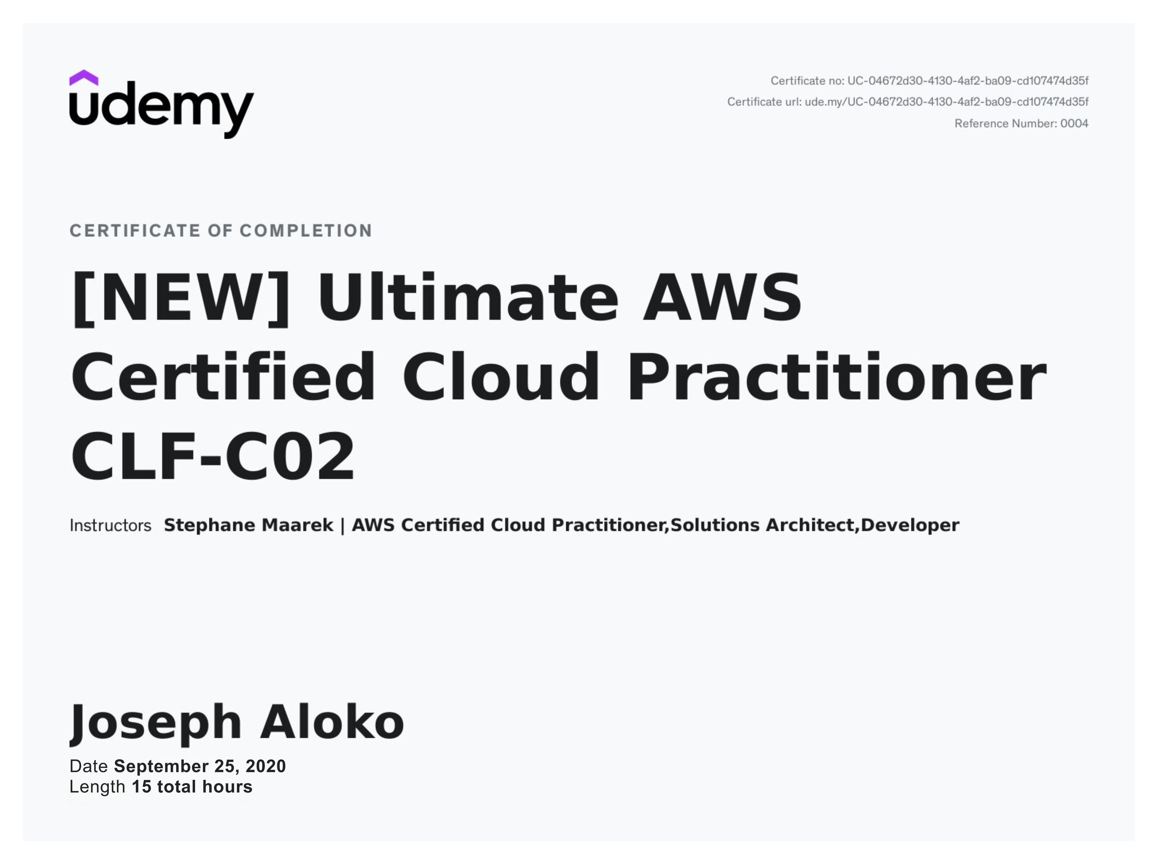 AWS Certified Cloud Practitioner